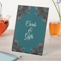 Turquoise Black Grey Roses Gothic Cards Gift Sign