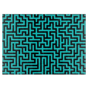 Turquoise Black Maze Lines Cutting Board