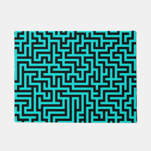 Turquoise Black Maze Lines Doormat
