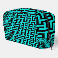 Turquoise Black Maze Lines Toiletry Bag