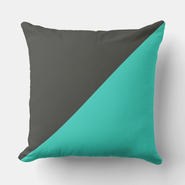 Turquoise & Black olive Solid Colour Background Cushion (Front)