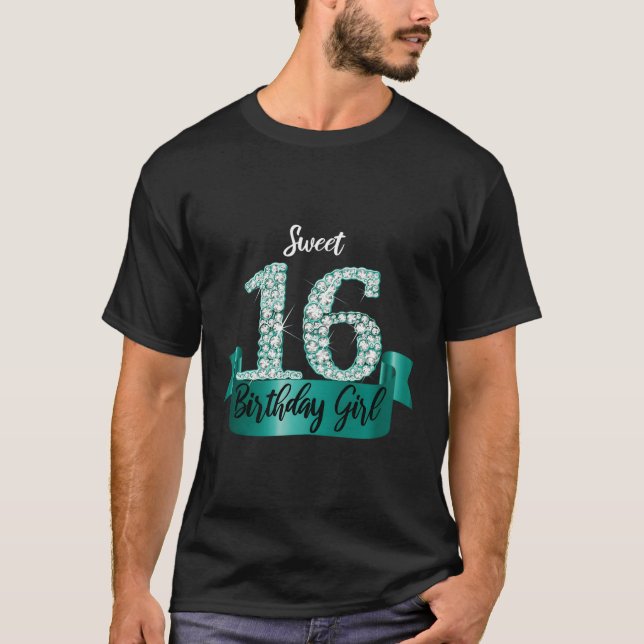 Turquoise Black Sweet 16 Style I 16Th T-Shirt (Front)