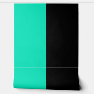 Turquoise Black Vertical Big Stripes Pattern Wallpaper