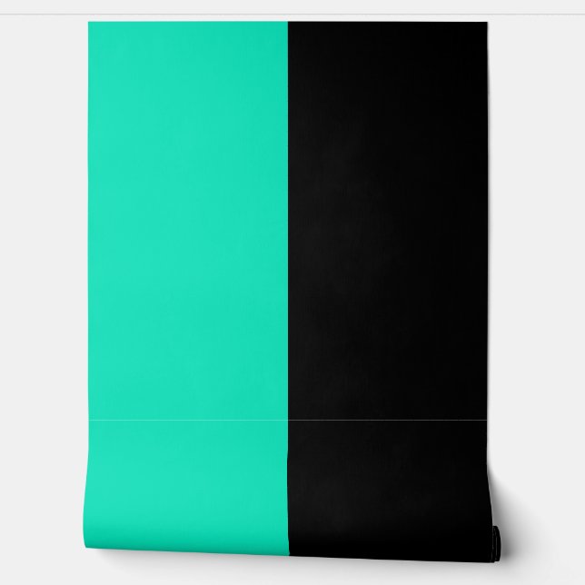 Turquoise Black Vertical Big Stripes Pattern  Wallpaper (Unrolling)