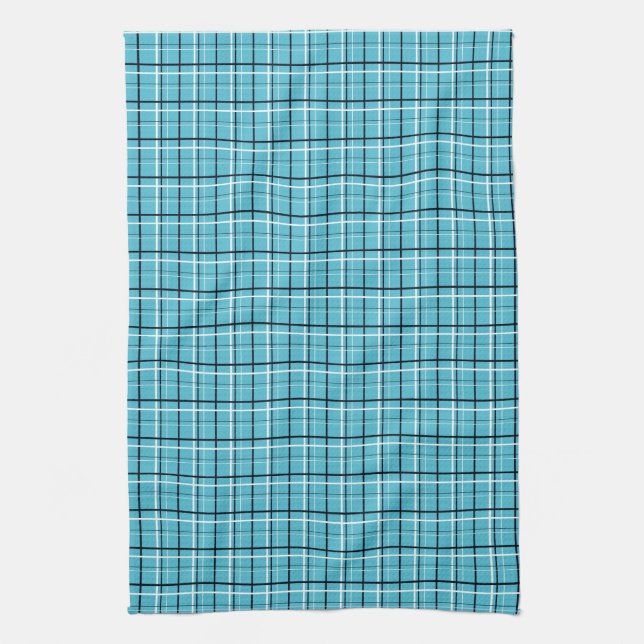 Turquoise ,black, white stripes coordinate tea towel (Vertical)