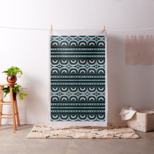 Turquoise Black White Tribal Humps African Fabric