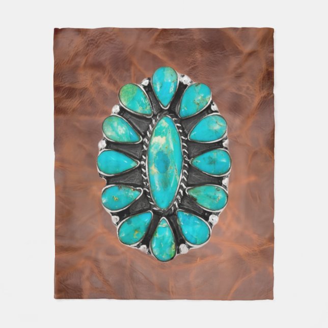 Turquoise bling fleece blanket (Front)