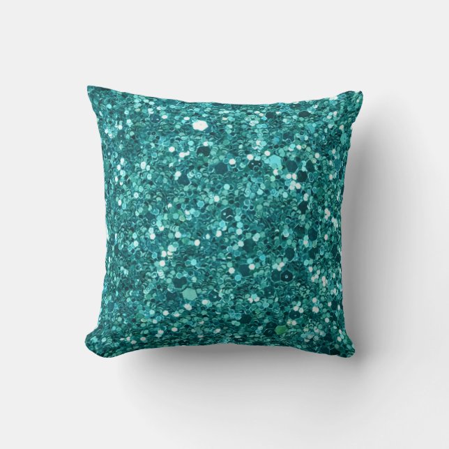 Turquoise Bling, sparkle and glitter Cushion (Front)