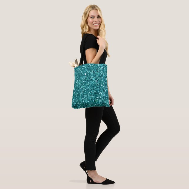 Turquoise Bling, sparkle and glitter Tote Bag (On Model)