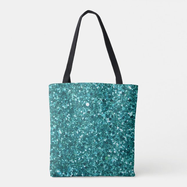 Turquoise Bling, sparkle and glitter Tote Bag (Back)