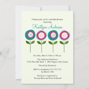 Turquoise Blooms Bridal Shower Invitation