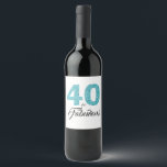 Turquoise Blue 40 and Fabulous 40th Birthday Party Wine Label<br><div class="desc">Celebrate turning 40 in style with this elegant 40th birthday design. The words 40 and Fabulous in turquoise blue glitter and black are set using modern typography. Matching products such as party supplies and birthday party invitations are available in our store. If you need any help please contact us through...</div>