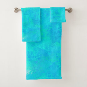 Turquoise Blue Abstract Pattern Bath Towel Set