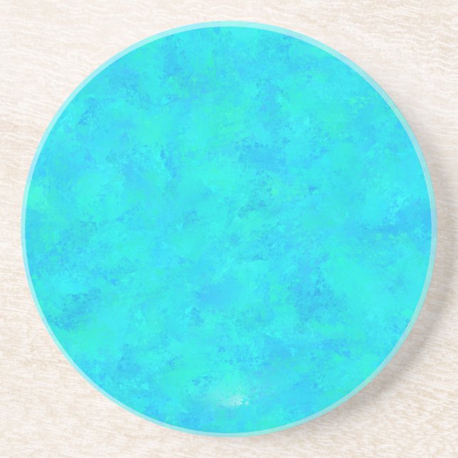 Turquoise Blue Abstract Pattern Coaster (Front)