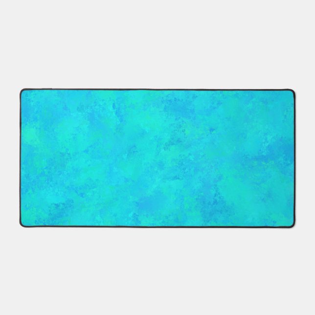 Turquoise Blue Abstract Pattern Desk Mat (Front)