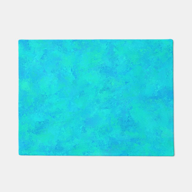 Turquoise Blue Abstract Pattern Doormat (Front)