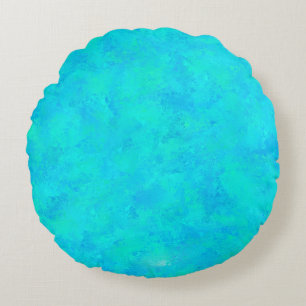 Turquoise Blue Abstract Pattern Round Cushion