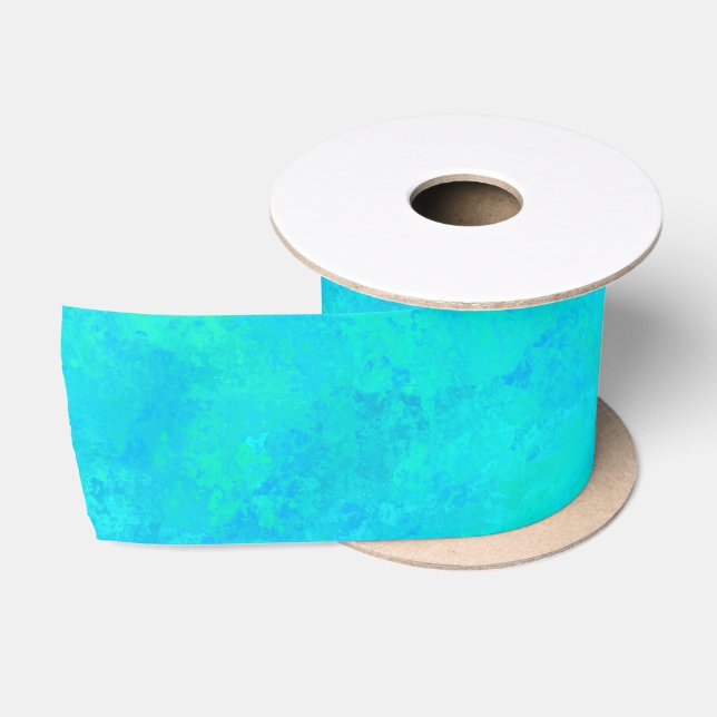 Turquoise Blue Abstract Pattern Satin Ribbon (Spool)