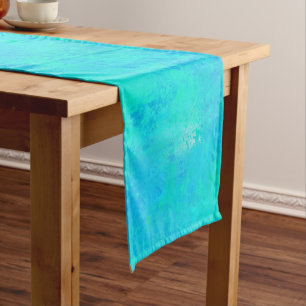 Turquoise Blue Abstract Pattern Short Table Runner