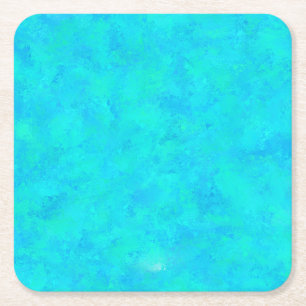 Turquoise Blue Abstract Pattern Square Paper Coaster