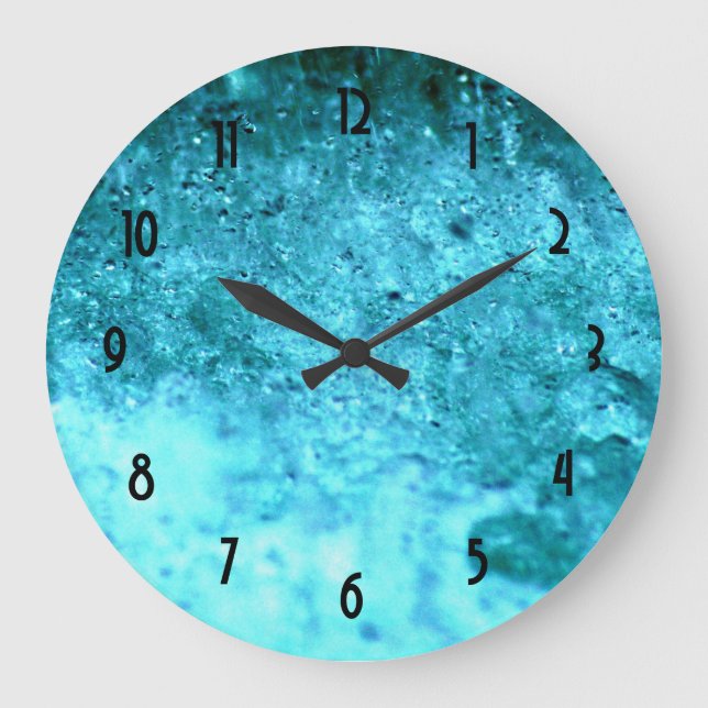 Turquoise Blue Abstract Texture Large Clock (Front)