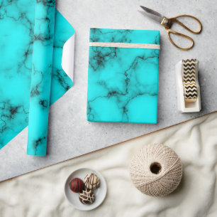 Turquoise blue agate vein stone pattern wrapping paper