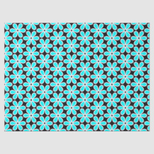 Turquoise Blue and Black Floral Pattern Tissue Paper