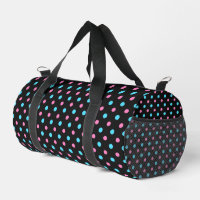 turquoise blue and persian pink on black polka dot
