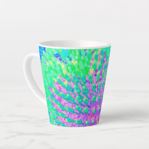 Turquoise Blue and Purple Abstract Coneflower Latte Mug