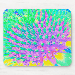 Turquoise Blue and Purple Abstract Coneflower Mouse Pad