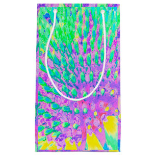 Turquoise Blue and Purple Abstract Coneflower Small Gift Bag