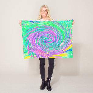 Turquoise Blue and Purple Abstract Swirl Fleece Blanket