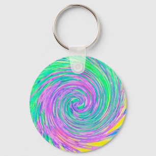 Turquoise Blue and Purple Abstract Swirl Key Ring