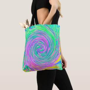 Turquoise Blue and Purple Abstract Swirl Tote Bag