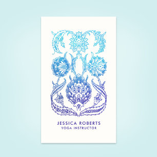 Turquoise Blue and Purple Boho Yoga Instructor Business Card