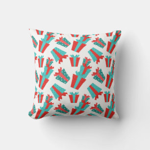 Turquoise Blue and Red Christmas Presents  Pillow