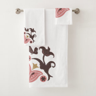 Turquoise Blue and Scandinavian Pattern Bath Towel Set