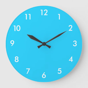 Turquoise Blue and White Large Clock