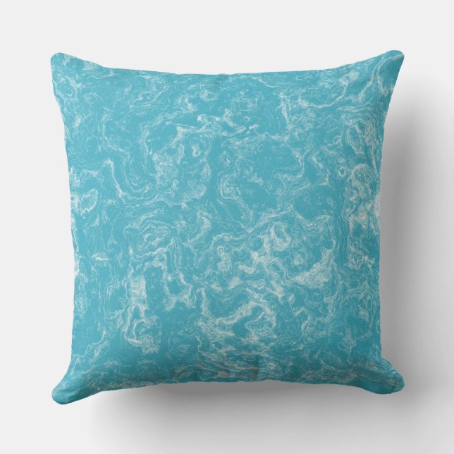 Turquoise blue and white Marble abstract Cushion (Back)