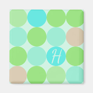 Turquoise Blue, Apple Green & Light Coral Circles Magnet