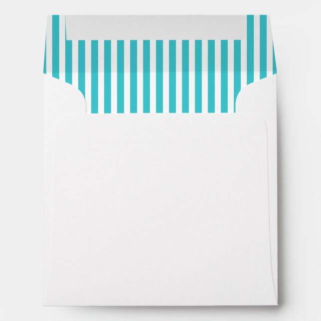 Turquoise Blue Aqua Stripe Lined Envelope (Back (Bottom))