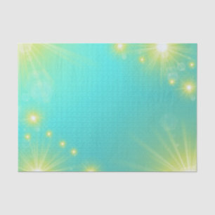 turquoise blue background with yellow stars tissue paper