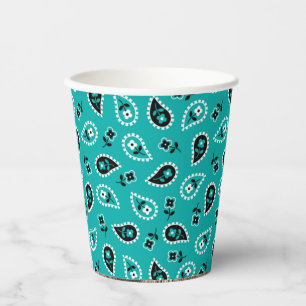 Turquoise Blue Bandanna Rodeo Wild West Paper Cups