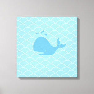 Turquoise Blue Beautiful Whale Canvas Print