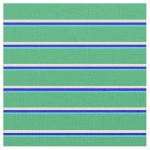 Turquoise, Blue, Beige & Sea Green Stripes Fabric