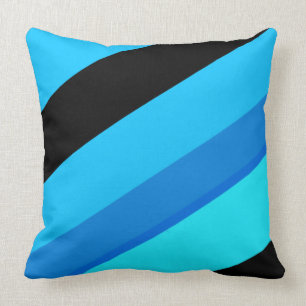 Turquoise Blue Black Stripes Throw Pillow