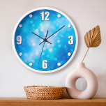 Turquoise blue bokeh ombre abstract dots simple  large clock<br><div class="desc">Sparkly, round bokeh effect light circles pop from the bright turquoise blue abstract background. Enliven up your favourite room with this stunning, vibrant wall clock. Your choice of a round or square clock face. Makes a great housewarming gift! You can easily personalise this wall clock. Please message me with any...</div>