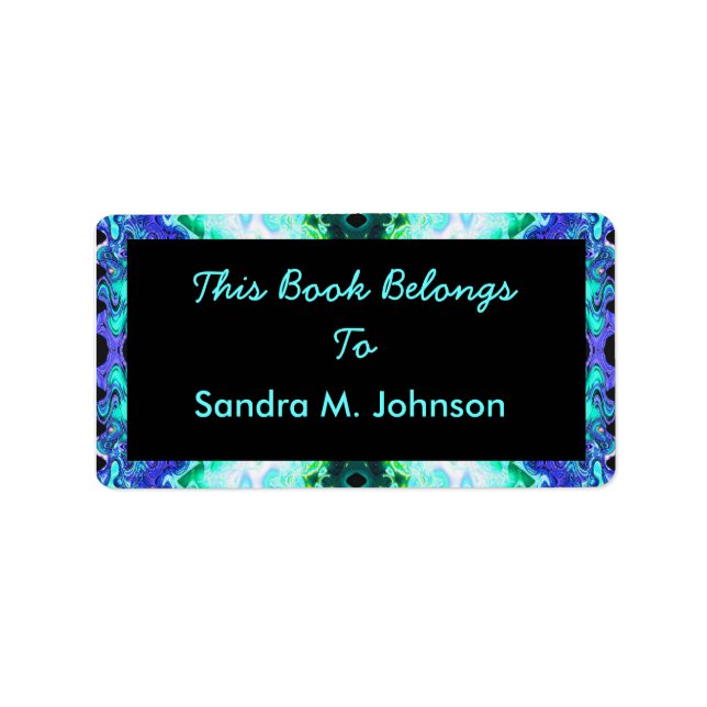 Turquoise Blue Bookplate Label (Front)