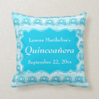 Turquoise Blue Carriages Quinceanera Cushion