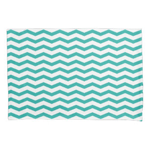 Turquoise blue chevron zig zag pattern pillowcase